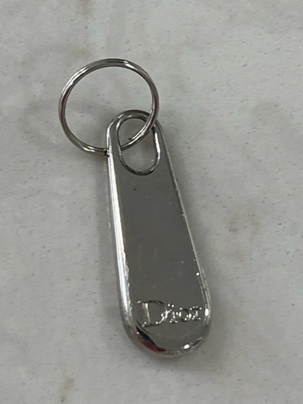 Dior LOGO Silver Tone Metal Zipper Pull Embossed With Dior
